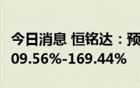 今日消息 恒铭达：预计上半年净利润同比增109.56%-169.44%