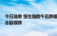 今日消息 恒生指数午后跌幅达3%，智慧医疗、网络直播概念股领跌