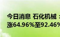 今日消息 石化机械：预计上半年净利润同比涨64.96%至92.46%