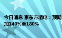 今日消息 京东方精电：预期上半年公司股东应占溢利同比增加140%至180%