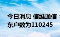 今日消息 信维通信：截至6月30日，公司股东户数为110245