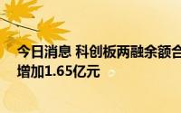 今日消息 科创板两融余额合计810.16亿元，较上一交易日增加1.65亿元