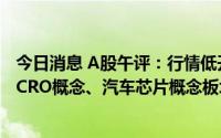 今日消息 A股午评：行情低开低走，沪指跌破3300整数关，CRO概念、汽车芯片概念板块领跌