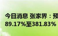 今日消息 张家界：预计上半年亏损同比扩大289.17%至381.83%