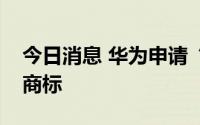 今日消息 华为申请“铁路鸿”“能源鸿”等商标