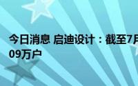 今日消息 启迪设计：截至7月8日收市，公司股东总户数为2.09万户