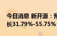 今日消息 新开源：预计上半年净利润同比增长31.79%-55.75%