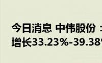 今日消息 中伟股份：预计上半年净利润同比增长33.23%-39.38%
