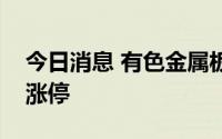 今日消息 有色金属板块震荡走强，鑫铂股份涨停