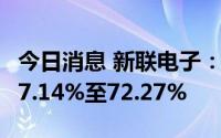 今日消息 新联电子：上半年净利润同比预减67.14%至72.27%