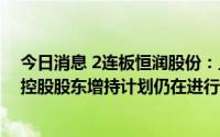 今日消息 2连板恒润股份：上半年净利润同比预减超八成，控股股东增持计划仍在进行