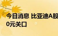 今日消息 比亚迪A股6月2日以来首次跌破300元关口