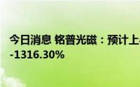 今日消息 铭普光磁：预计上半年净利润同比增长1001.56%-1316.30%