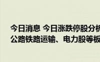 今日消息 今日涨跌停股分析：107只涨停股，9只跌停股，公路铁路运输、电力股等板块领涨