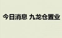 今日消息 九龙仓置业：上半年预计将会亏损