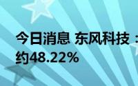 今日消息 东风科技：上半年净利润同比预减约48.22%
