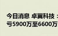 今日消息 卓翼科技：上半年同比盈转亏，预亏5900万至6600万元