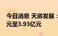 今日消息 天房发展：上半年预计亏损3.21亿元至3.93亿元