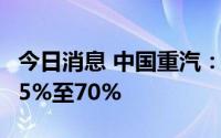 今日消息 中国重汽：上半年净利润同比预减65%至70%
