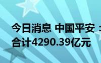 今日消息 中国平安：子公司上半年保费收入合计4290.39亿元