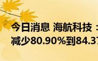 今日消息 海航科技：预计上半年净利润同比减少80.90%到84.37%