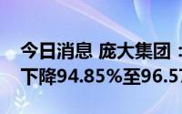 今日消息 庞大集团：预计上半年净利润同比下降94.85%至96.57%