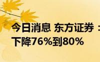 今日消息 东方证券：预计上半年净利润同比下降76%到80%