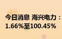 今日消息 海兴电力：上半年净利润同比预增61.66%至100.45%