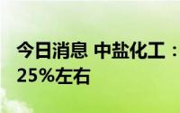 今日消息 中盐化工：上半年净利同比预增81.25%左右