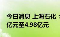 今日消息 上海石化：预计上半年净亏损3.58亿元至4.98亿元