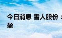 今日消息 雪人股份：预计上半年同比扭亏为盈