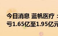 今日消息 蓝帆医疗：上半年同比盈转亏，预亏1.65亿至1.95亿元