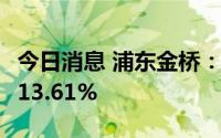 今日消息 浦东金桥：上半年净利润同比预增113.61%