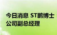 今日消息 ST鹏博士：拟聘任孙向东、陈刚为公司副总经理