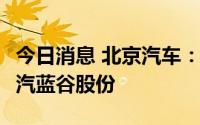 今日消息 北京汽车：拟不超28.79亿元认购北汽蓝谷股份