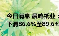 今日消息 晨鸣纸业：预计上半年净利润同比下滑86.6%至89.6%