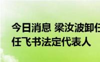 今日消息 梁汝波卸任飞书公司职位，张楠卸任飞书法定代表人