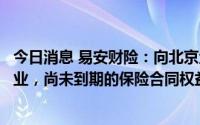 今日消息 易安财险：向北京金融法院申请在重整期间继续营业，尚未到期的保险合同权益不受重整影响