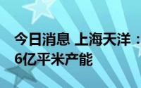今日消息 上海天洋：到2022年年底会形成1.6亿平米产能