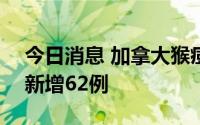今日消息 加拿大猴痘病例增至539例，两天新增62例