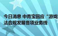 今日消息 中青宝回应“游戏版号”争议：网传内容不实，合法合规发展各项业务线