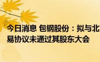 今日消息 包钢股份：拟与北方稀土重新签署稀土精矿关联交易协议未通过其股东大会