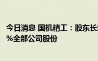 今日消息 国机精工：股东长城基金拟最高清仓减持所持5.46%全部公司股份