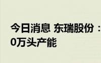 今日消息 东瑞股份：预计到年底可建成约140万头产能