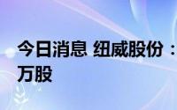 今日消息 纽威股份：实控人王保庆质押1823万股