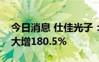 今日消息 仕佳光子：预计上半年净利润同比大增180.5%