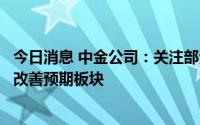 今日消息 中金公司：关注部分盈利增长确定性较强或未来有改善预期板块