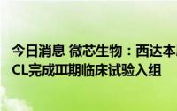 今日消息 微芯生物：西达本胺针对弥漫大B细胞淋巴瘤 DLBCL完成III期临床试验入组