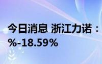 今日消息 浙江力诺：上半年净利润预增10.86%-18.59%