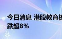 今日消息 港股教育板块震荡走低，银杏教育跌超8%